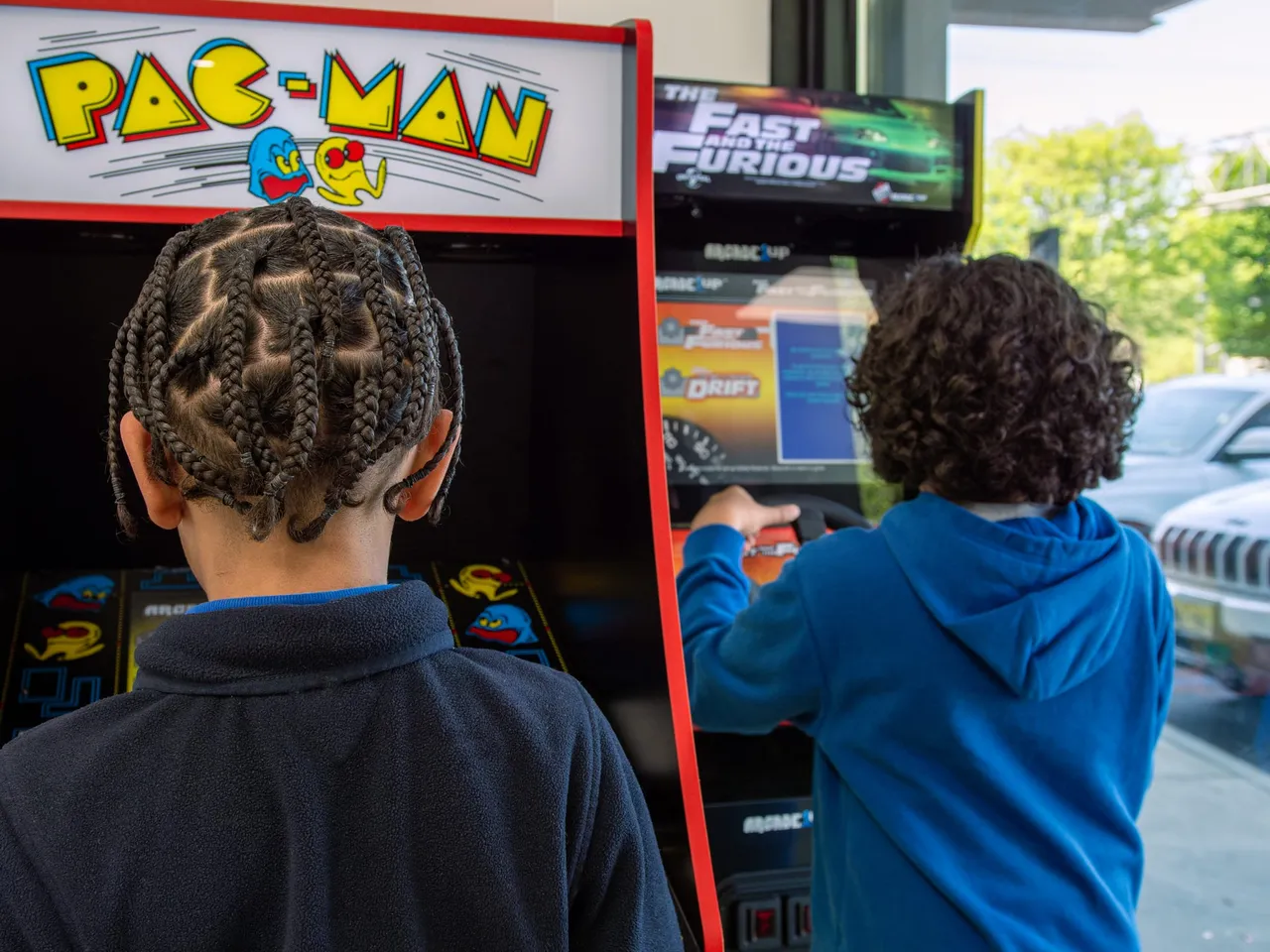 The kids' arcade in the waiting area